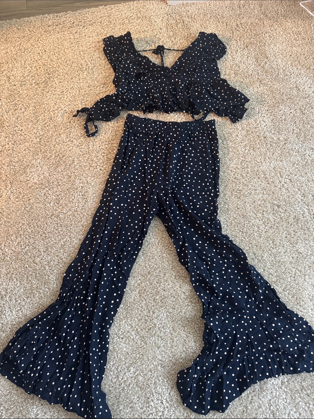 Navy Polka Dot Flared Pants - Women's Boot Cut & Flare